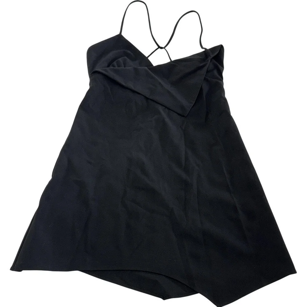 Zara Mini‎ Dress Womens Medium Black Asymmetrical Hem Strappy Back